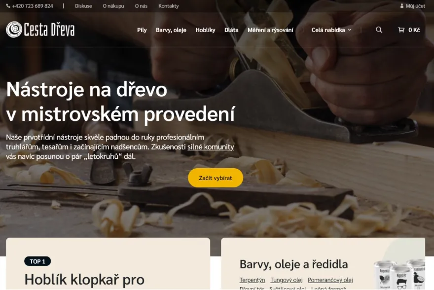 Ukázka webu cestadreva.cz