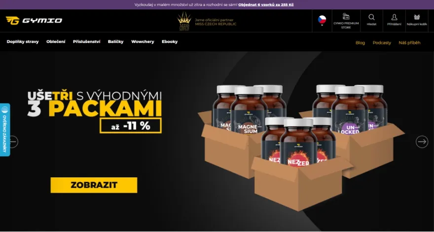 Ukázka webu gymio.com