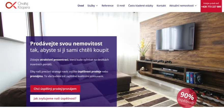 Ukázka webu ondrejklicpera.cz